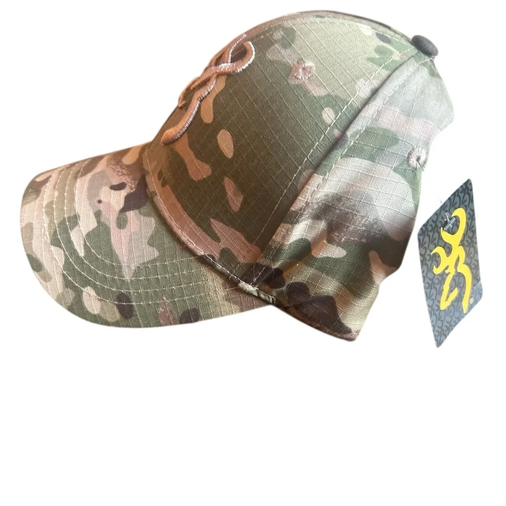 Green Camo Cap with Embroidered Design-NEW